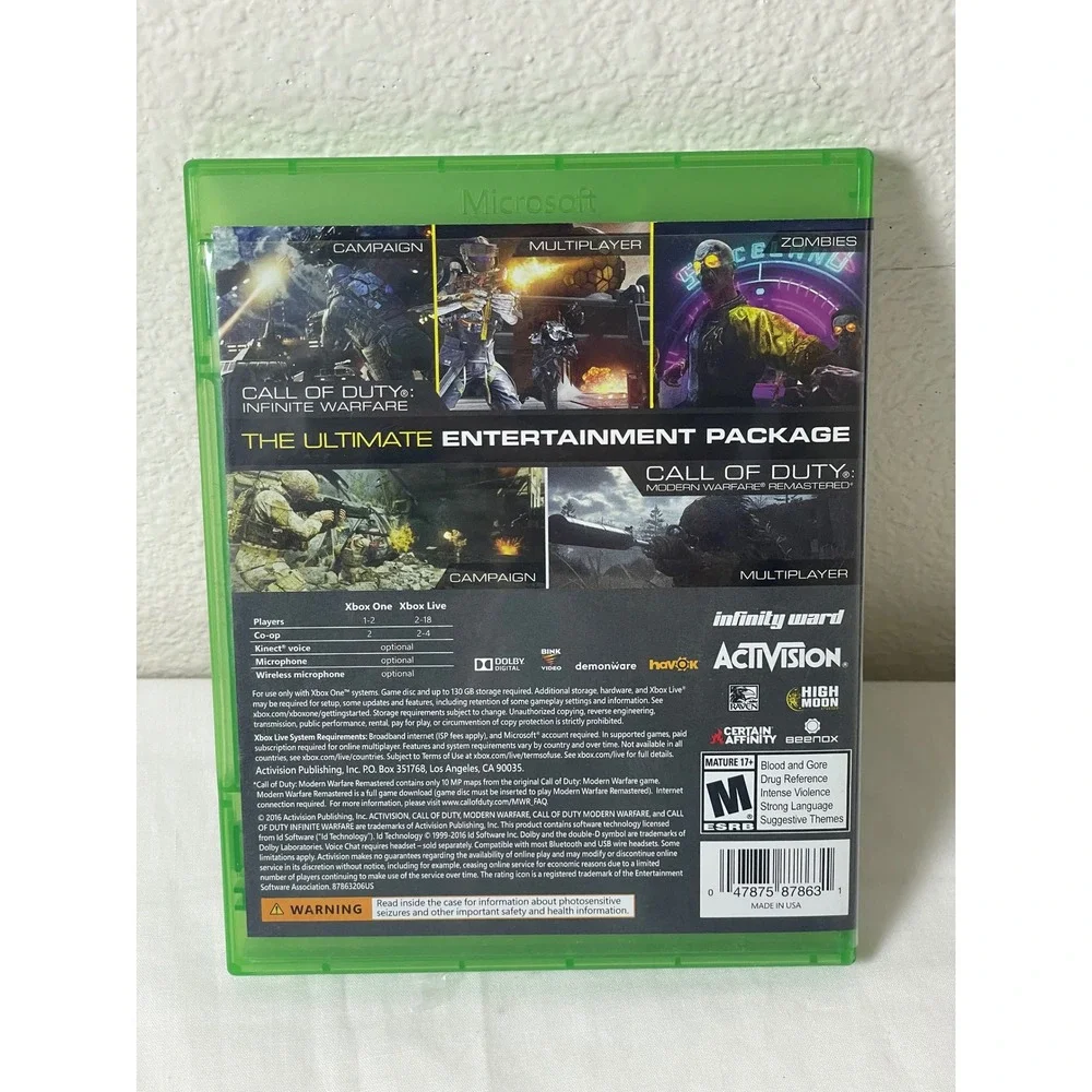 Activision Call of Duty‎ Infinite Warfare Xbox One Size Green Excellent Legacy